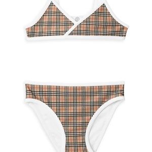NEW Burberry Girl's & Girl's Crosby 2-Piece Swimsuit Nova Check Bikini